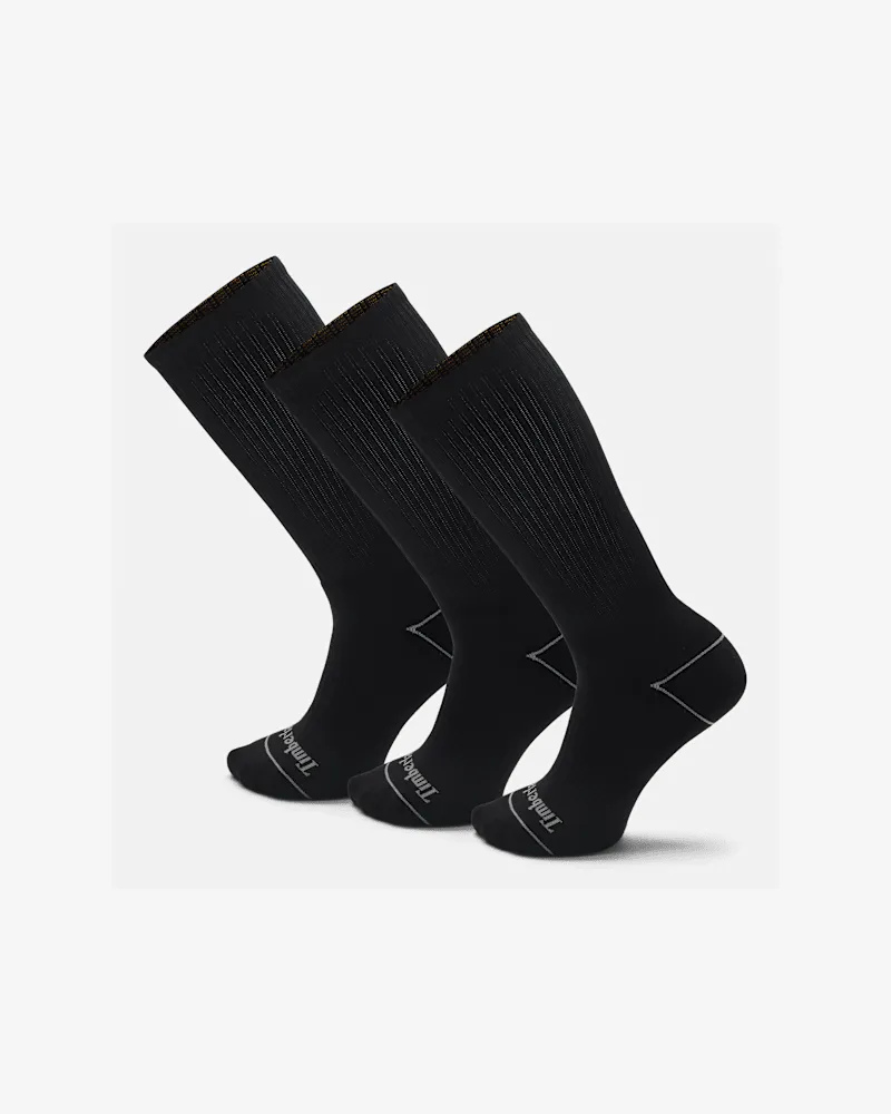 Timberland 3er-Pack Bowden Crew Socken mit durchgehender Polsterung in Schwarz, Schwarz, Größe Schwarz