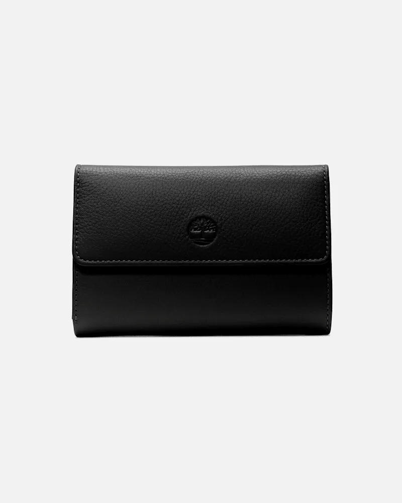 Timberland Lederbrieftasche mit Druckknopfüberschlag Schwarz, Schwarz Schwarz
