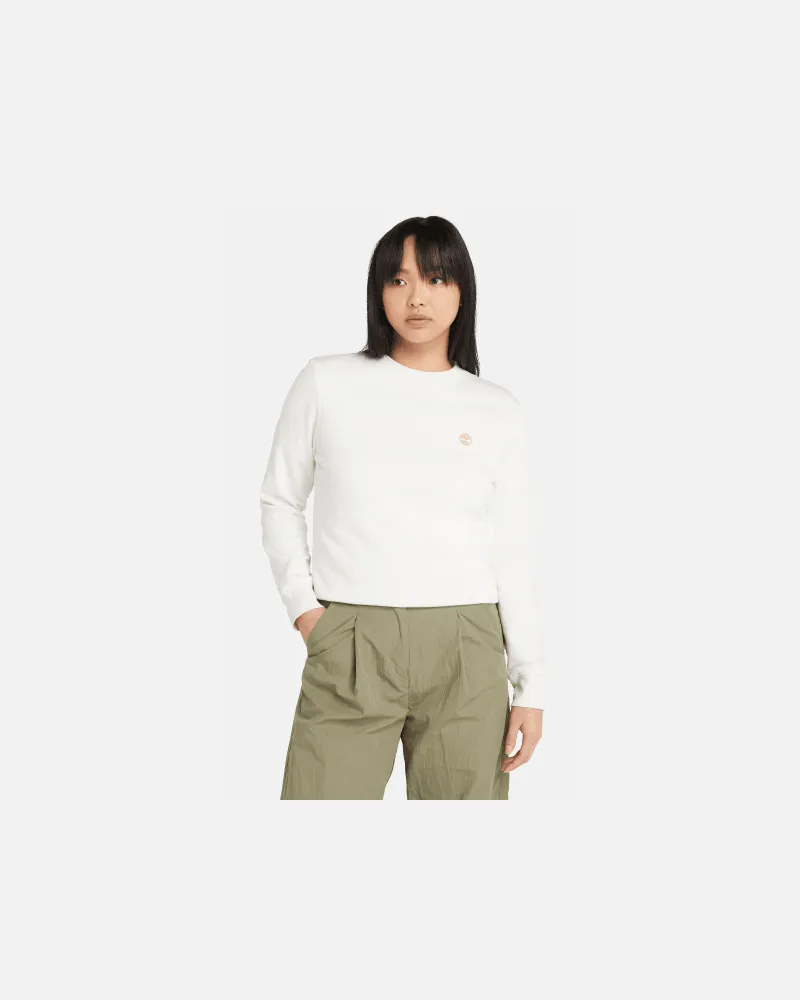 Timberland Sweatshirt mit Rundhalsausschnitt und gebürstetem Rücken für Damen in Weiß, Damen, Weiß, Größe Weiß