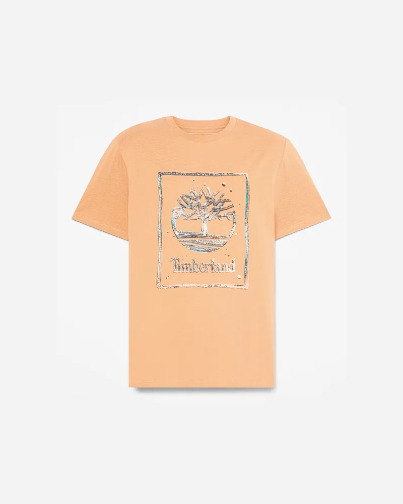 Timberland Kurzärmeliges T-Shirt mit Wasser-Logoprint für Herren in Beige, Herren, Beige, Größe Beige