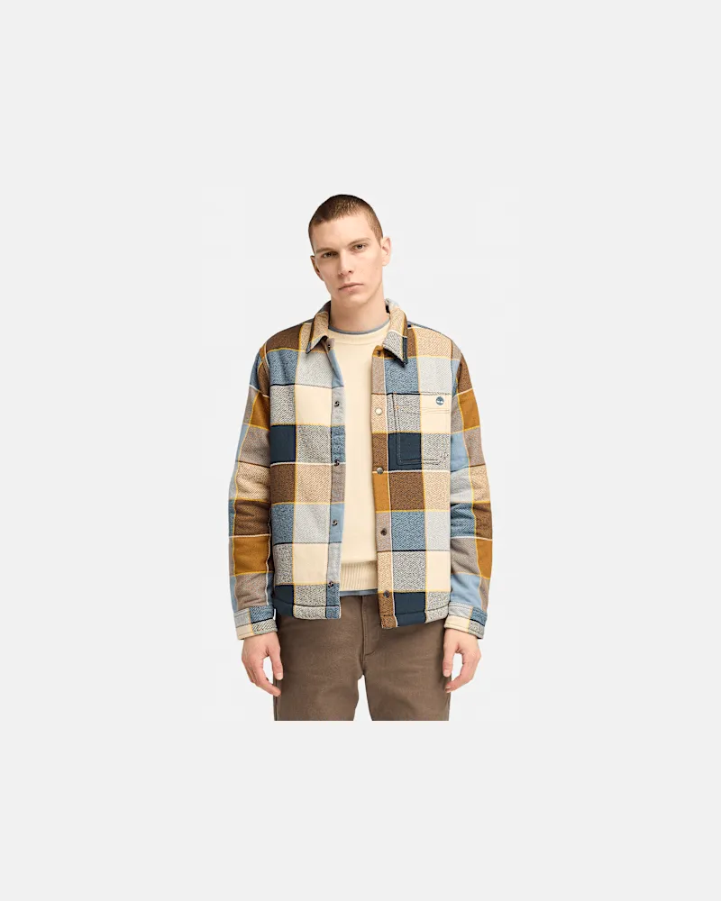 Timberland Hemdjacke mit Karomuster und Fleecefutter für Herren in Gelb/Blau, Herren, Gelb, Größe Gelb