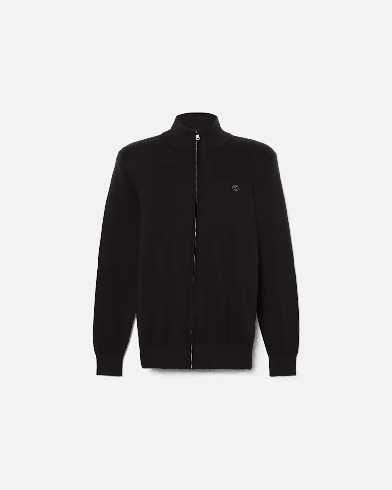 Timberland Williams River Baumwollpullover mit durchgehendem Reißverschluss für Herren in Schwarz, Herren, Schwarz, Größe Schwarz