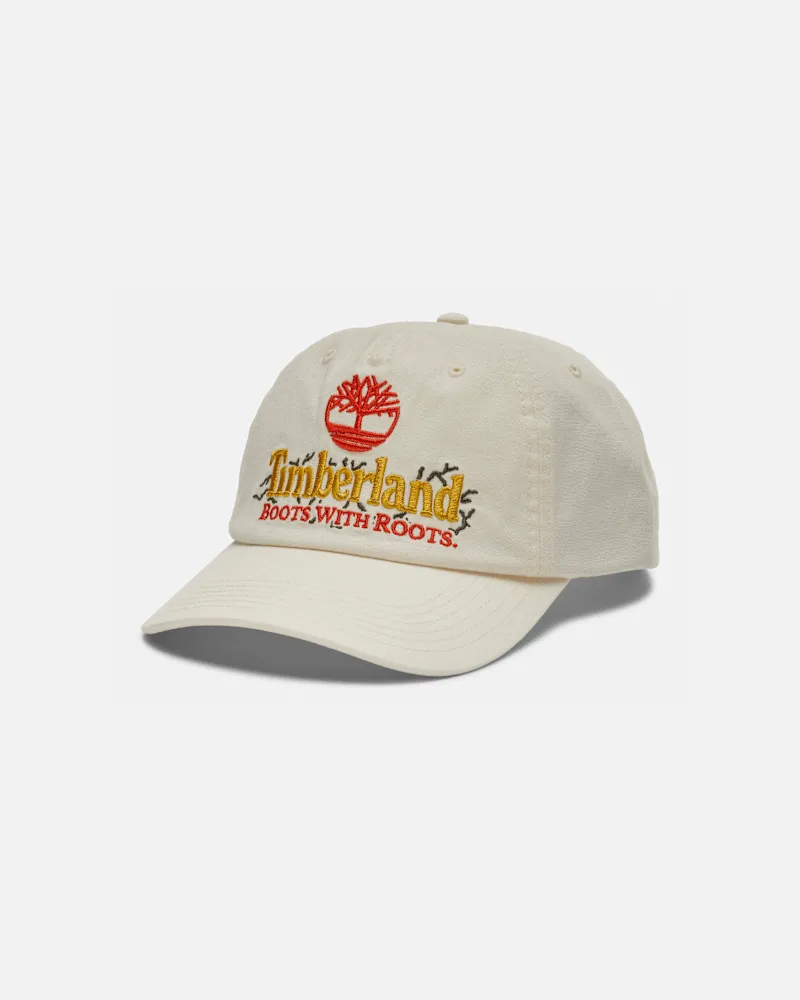 Timberland Baseballcap mit „Boots with Roots"-Aufschrift in Weiß, Weiß Weiß