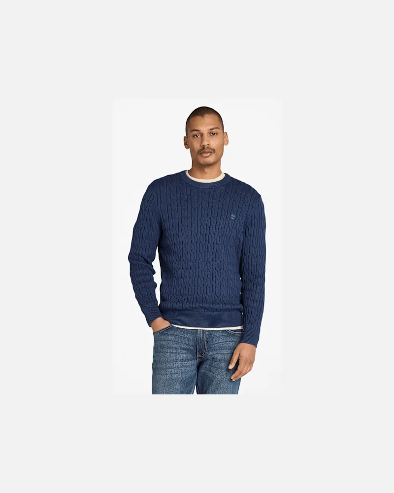 Timberland Williams River Rundhalspullover mit Zopfmuster für Herren in Dunkelblau, Herren, Blau, Größe Blau
