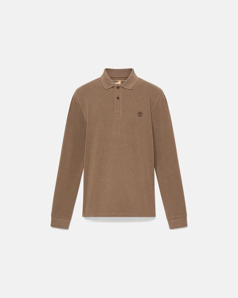 Timberland Millers River Langarm-Polohemd aus Pikee für Herren in Braun, Herren, Braun, Größe Braun