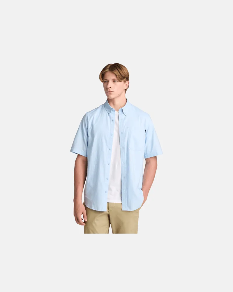 Timberland Garngefärbtes Gale River Kurzarm-Oxfordhemd für Herren in Hellblau, Herren, Blau, Größe Blau