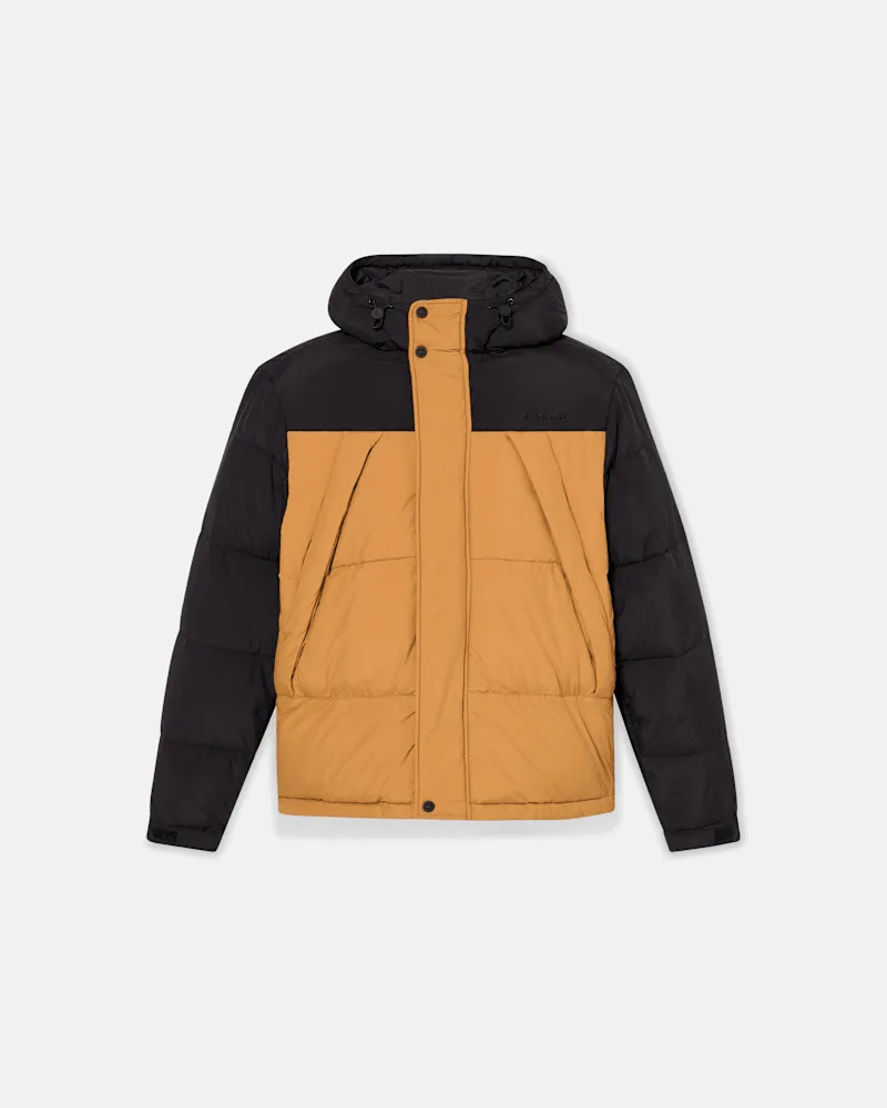 Timberland Strapazierfähige, wasserabweisende Steppjacke für Herren in Schwarz/Gelb, Herren, Schwarz, Größe Schwarz