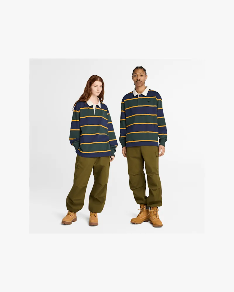 Timberland Unisex Rugby-Polohemd in Dunkelblau/Dunkelgrün, Blau, Größe Blau