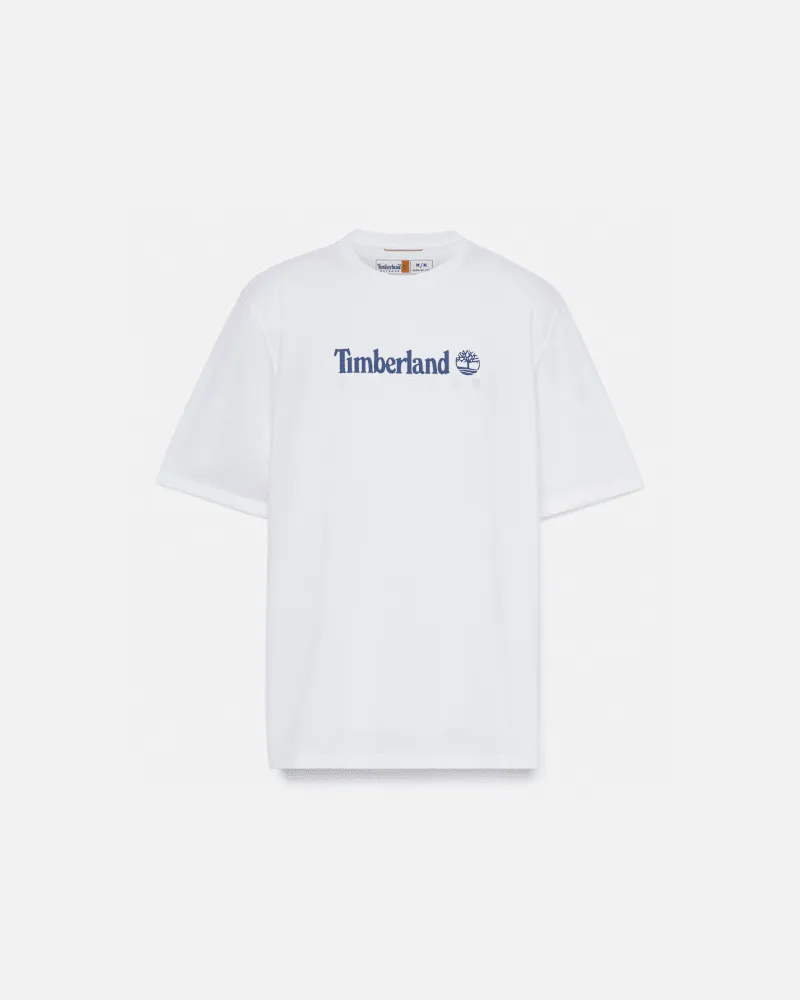Timberland All Gender Kurzarm-T-Shirt mit UV-Schutz und Logo in Weiß, Weiß, Größe Weiß