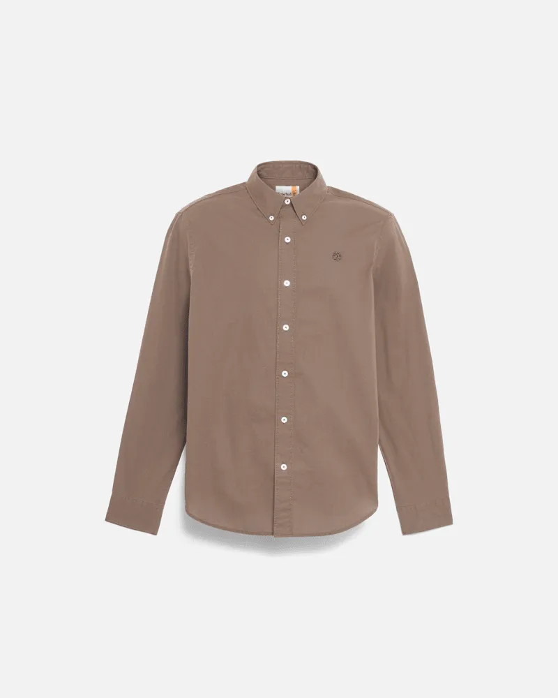 Timberland Langärmeliges Hemd aus Stretch-Popeline für Herren in Braun, Herren, Braun, Größe Braun