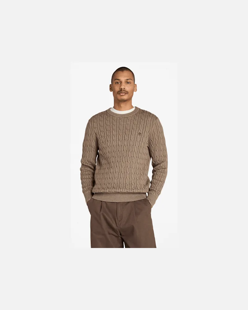 Timberland Williams River Rundhalspullover mit Zopfmuster für Herren in Braun, Herren, Braun, Größe Braun