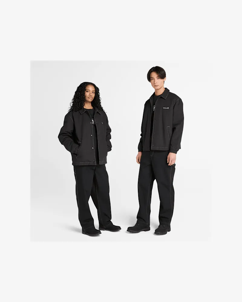 Timberland Isolierte Unisex-Jacke aus gewaschenem Duck Canvas in Schwarz, Schwarz, Größe Schwarz