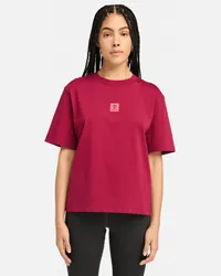 Timberland Kurzarm-T-Shirt mit gestapeltem Logo für Damen in , Frau Rot