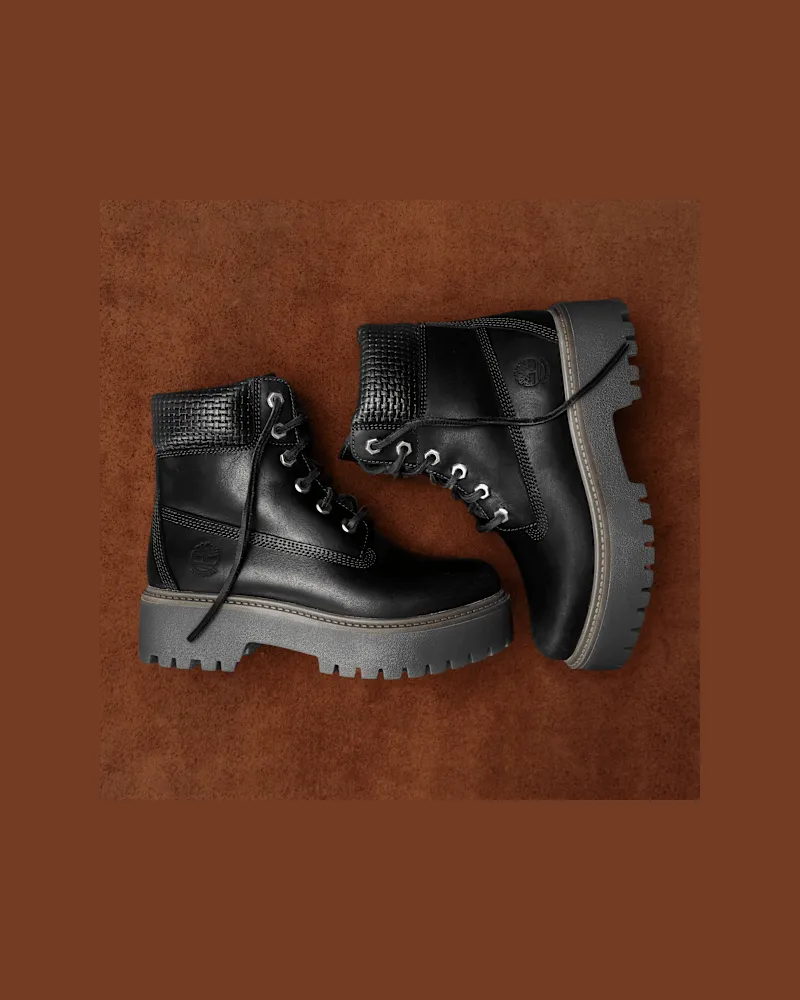 Timberland Wasserdichter Stone Street 6-Inch-Boot mit Plattform für Damen in Schwarz, Damen, Schwarz, Größe Schwarz