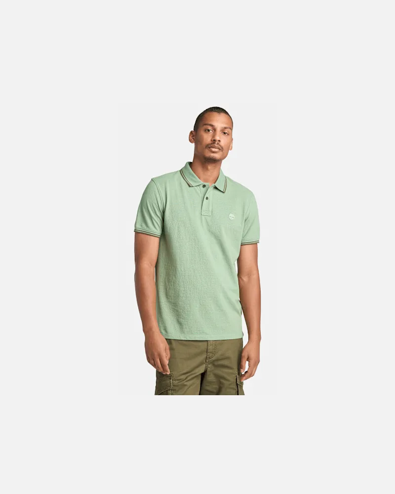 Timberland Millers River Pikee-Polohemd mit Streifendetail für Herren in Grün, Herren, Grün, Größe Grün