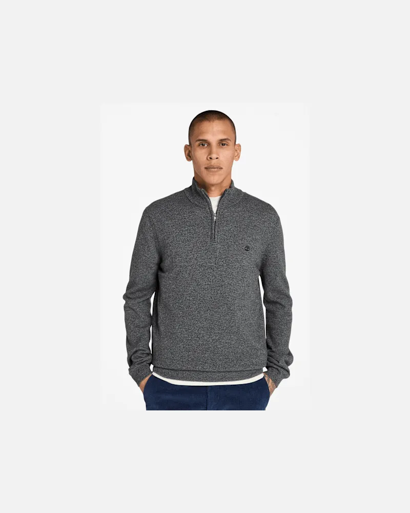 Timberland Cohas Brook Pullover aus Merinowolle mit 1/4-Reißverschluss für Herren in Grau, Herren, Grau, Größe Grau