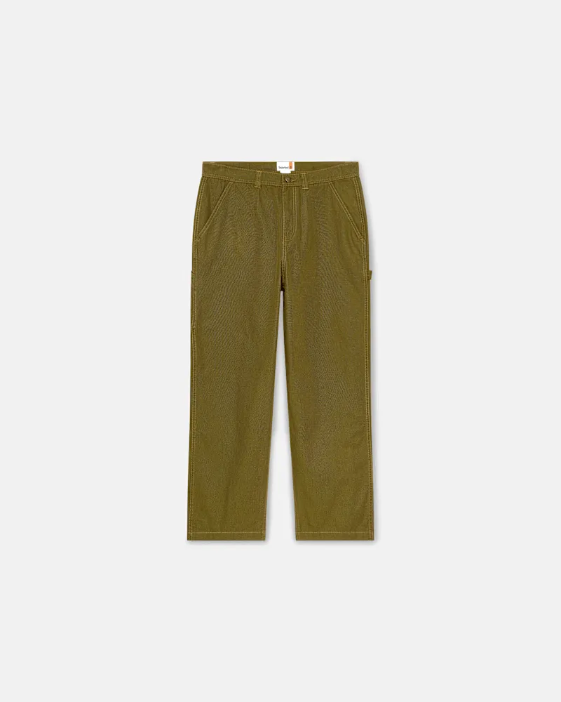 Timberland All Gender Carpenter-Hose aus gewaschenem Duck-Canvas in Dunkelgrün, Grün, Größe Grün