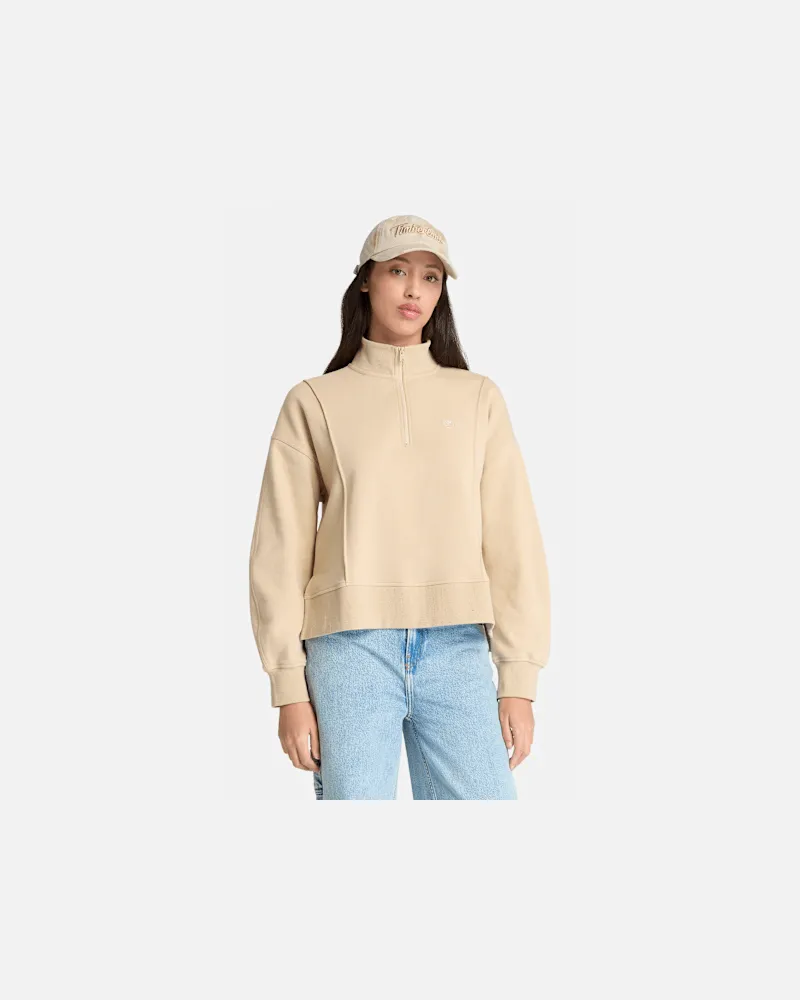 Timberland Lush Sweatshirt mit Viertelreißverschluss für Damen in Beige, Damen, Beige, Größe Beige