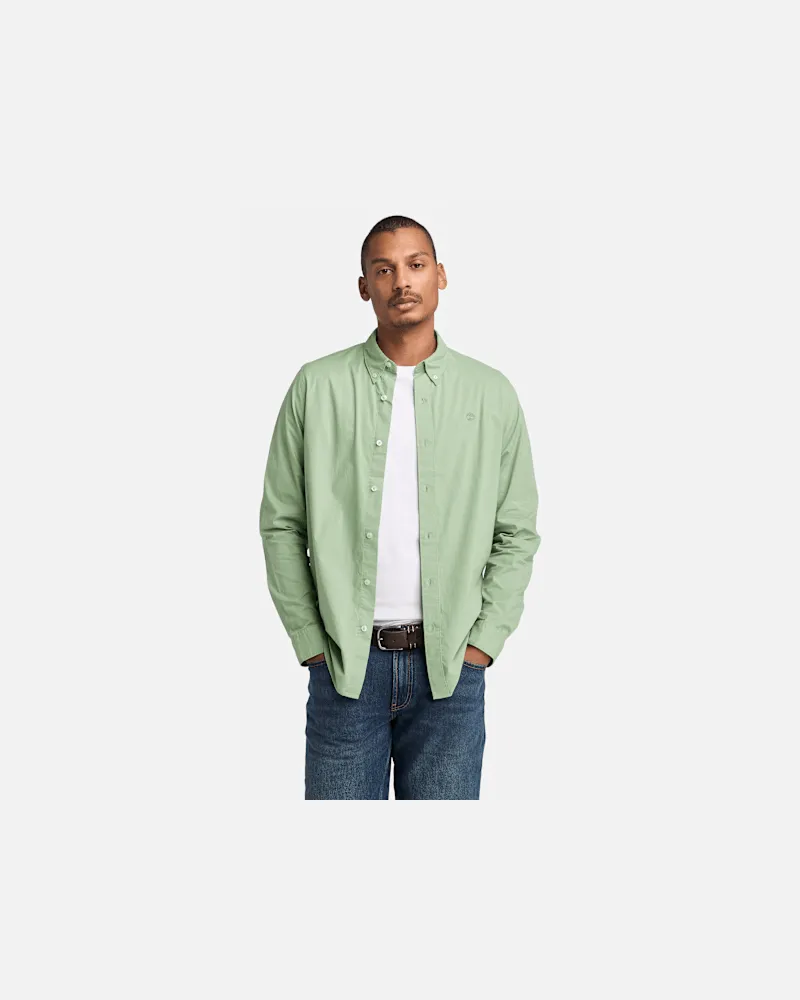 Timberland Langärmeliges Hemd aus Stretch-Popeline für Herren in Grün, Herren, Grün, Größe Grün