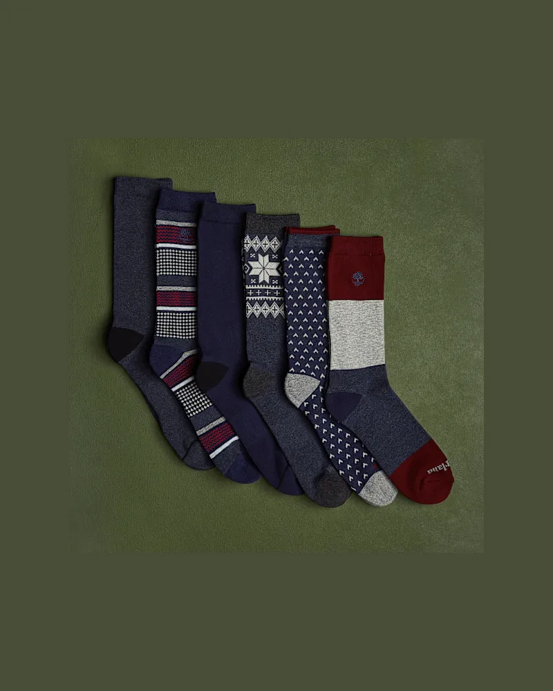 Timberland Geschenkset Crew-Socken im 6er-Pack für Herren in Dunkelblau, Herren, Blau, Größe Blau