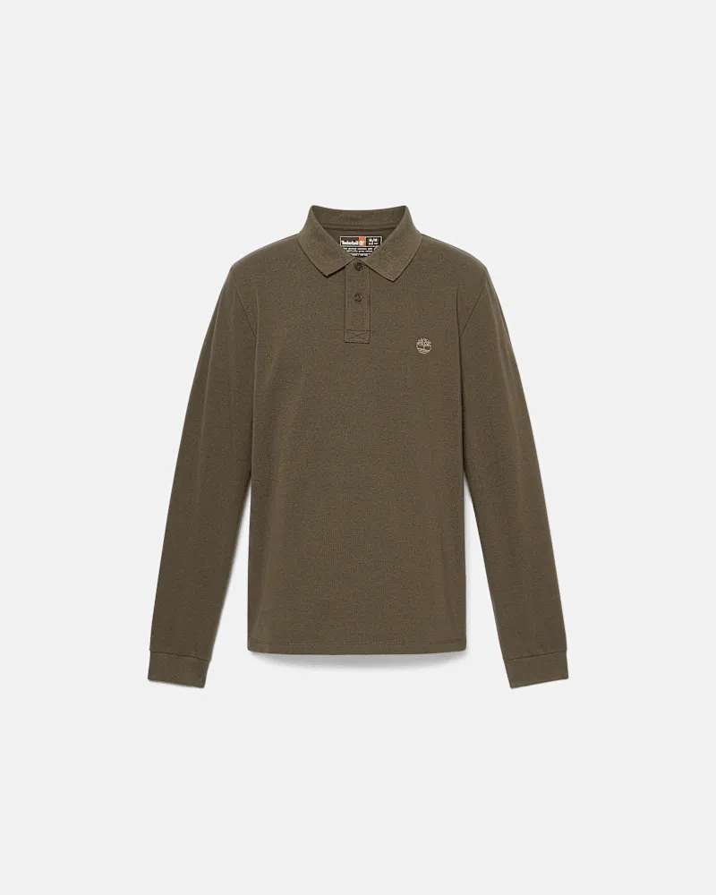 Timberland Millers River Langarm-Polohemd aus Pikee für Herren in Grün, Herren, Grün, Größe Grün