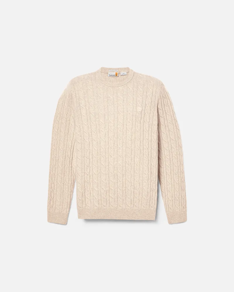 Timberland Phillips Brook Rundhalspullover mit Zopfmuster für Herren in Beige, Herren, Beige, Größe Beige