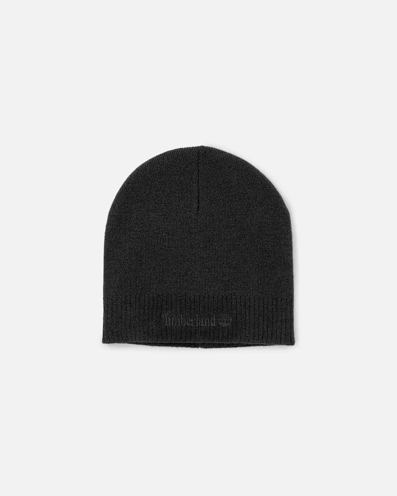 Timberland Strickmütze mit Logo in Schwarz, Schwarz Schwarz