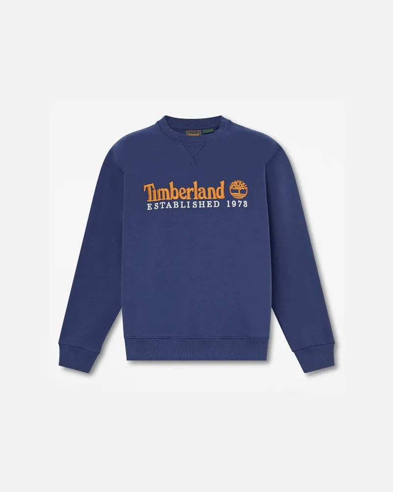 Timberland Rundhals-Sweatshirt mit aufgesticktem „Established 1973"-Logo für Herren in Dunkelblau, Herren, Blau, Größe Blau
