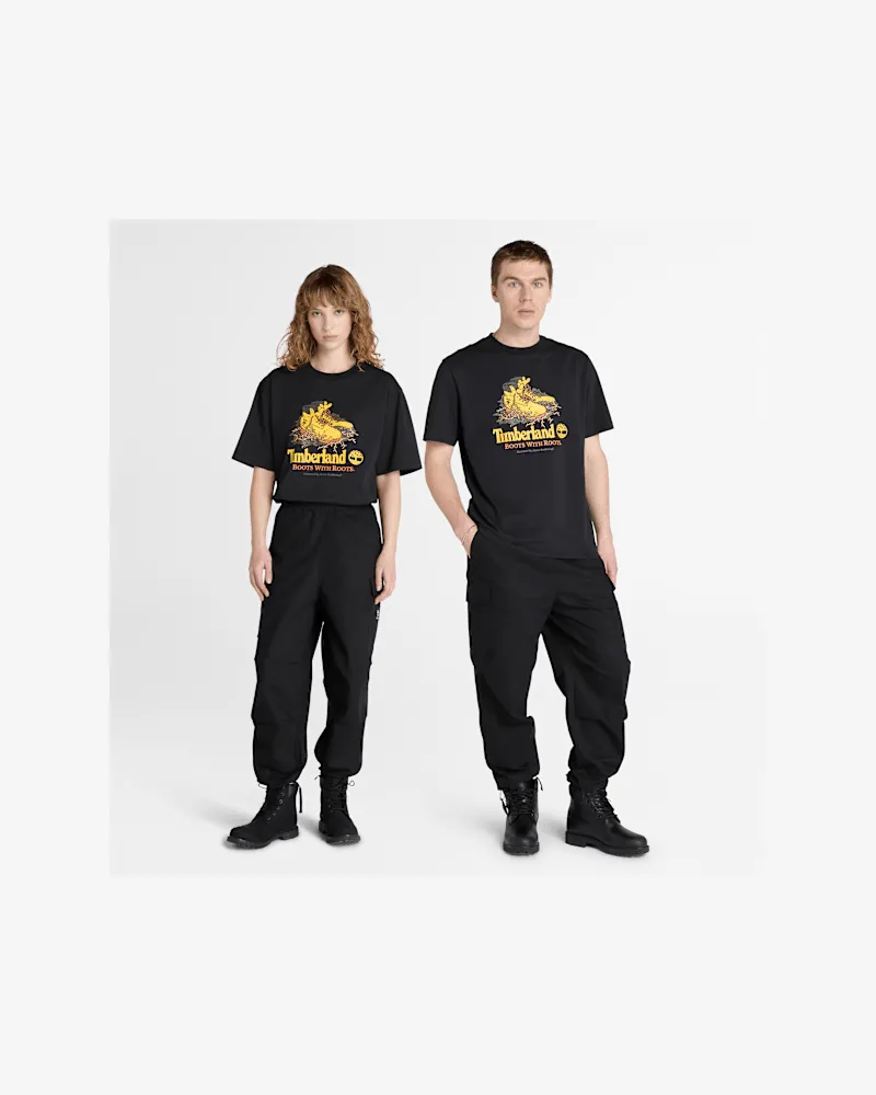Timberland All Gender T-Shirt mit Boot-Grafik in Schwarz, Herren, Schwarz, Größe Schwarz