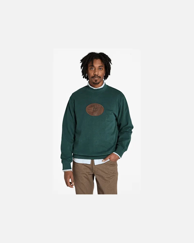 Timberland Sweatshirt mit Lederaufnäher für Herren in Dunkelgrün, Herren, Grün, Größe Grün