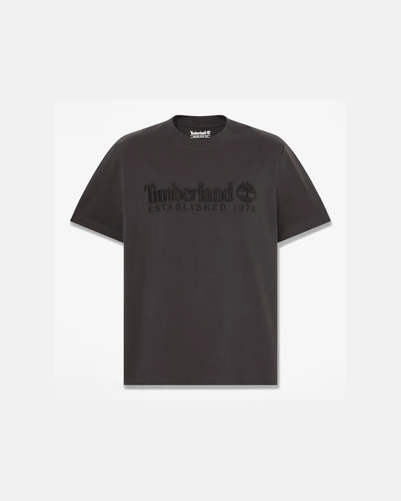 Timberland Kurzarm-T-Shirt mit „Established 1973"-Stickerei für Herren in Schwarz, Herren, Schwarz, Größe Schwarz