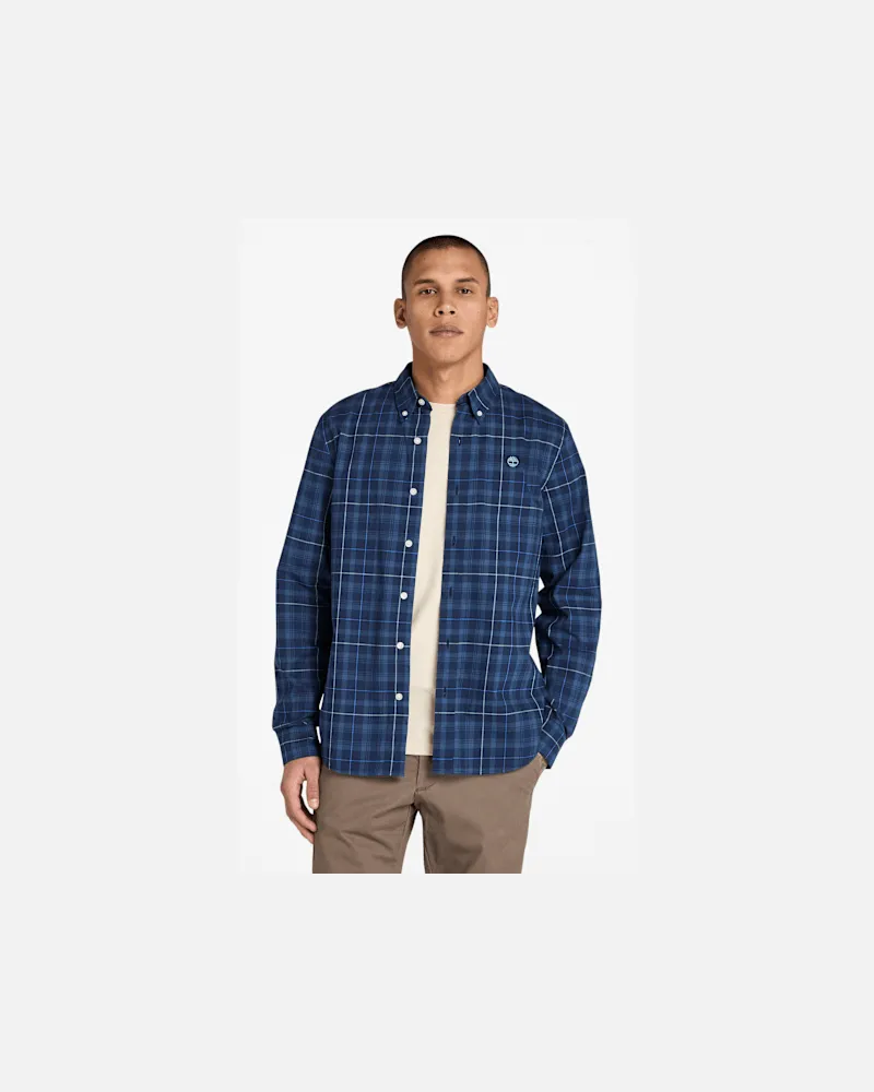 Timberland Karohemd aus Stretch-Popeline für Herren in Dunkelblau, Herren, Blau, Größe Blau