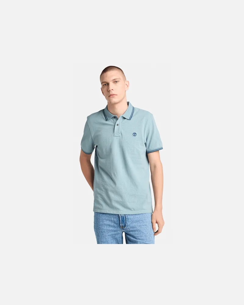 Timberland Millers River Pikee-Polohemd mit Streifendetail für Herren in Hellblau, Herren, Blau, Größe Blau