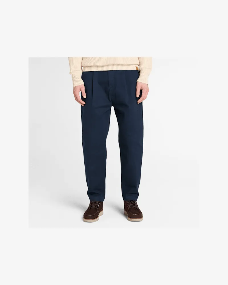 Timberland Claremont Faltenhose aus gewaschenem, angerautem Twill für Herren in Dunkelblau, Herren, Blau, Größe Blau