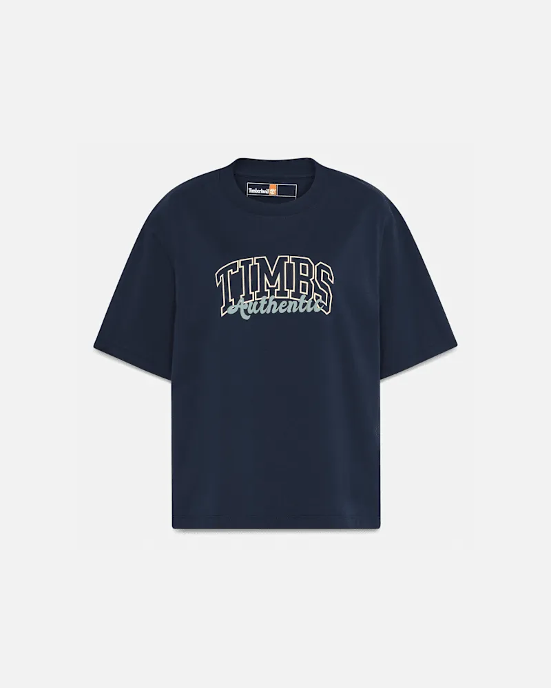 Timberland Timberland Varsity Kurzarm-T-Shirt mit Grafik für Damen in Dunkelblau, Damen, Blau, Größe Blau