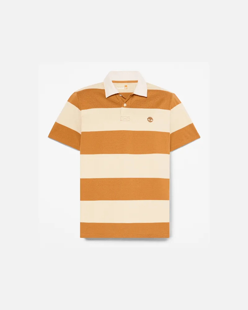 Timberland Kurzärmeliges Rugby-Poloshirt mit Streifendesign für Herren in Beige/Gelb, Herren, Beige, Größe Beige