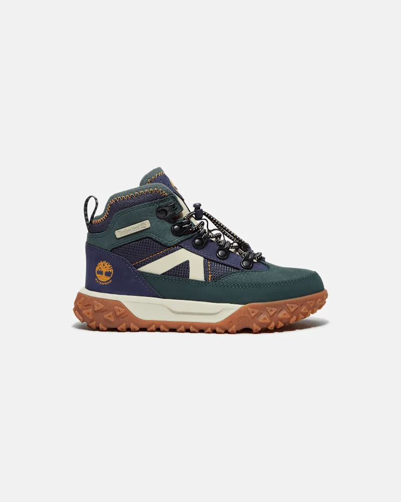 Timberland Halbhoher wasserfester GreenStride Motion 6 Bungee Sneaker für Jugendliche in Dunkelgrün, Grün, Größe Grün