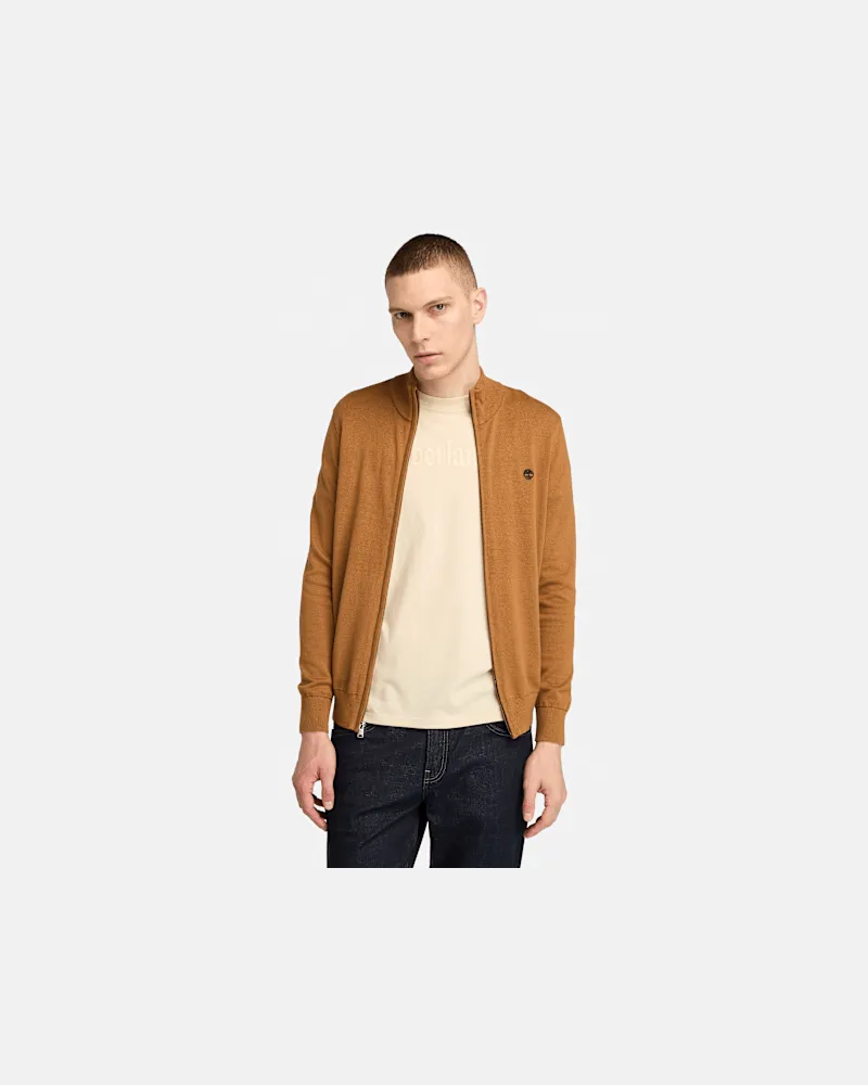 Timberland Williams River Baumwollpullover mit durchgehendem Reißverschluss für Herren in Dunkelgelb, Herren, Gelb, Größe Gelb