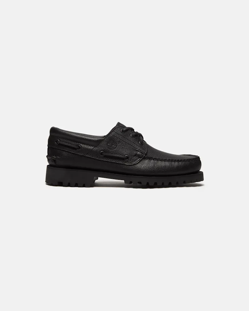 Timberland Handgenähter Timberland Authentic 3-Ösen-Bootsschuh für Herren in Schwarz, Herren, Schwarz, Größe Schwarz