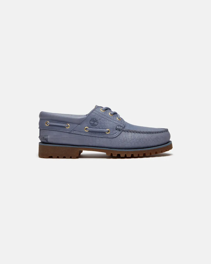 Timberland All Gender Handgenähter Timberland Authentic 3-Eye Lug Bootsschuh in Blau, Blau, Größe Blau