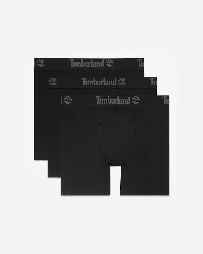 Timberland 3er-Pack Basic-Boxershorts für Herren in Schwarz, Herren, Schwarz, Größe Schwarz