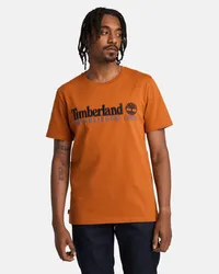 Timberland T-Shirt mit „Established 1973"-Stickerei für Herren in , Mann Orange