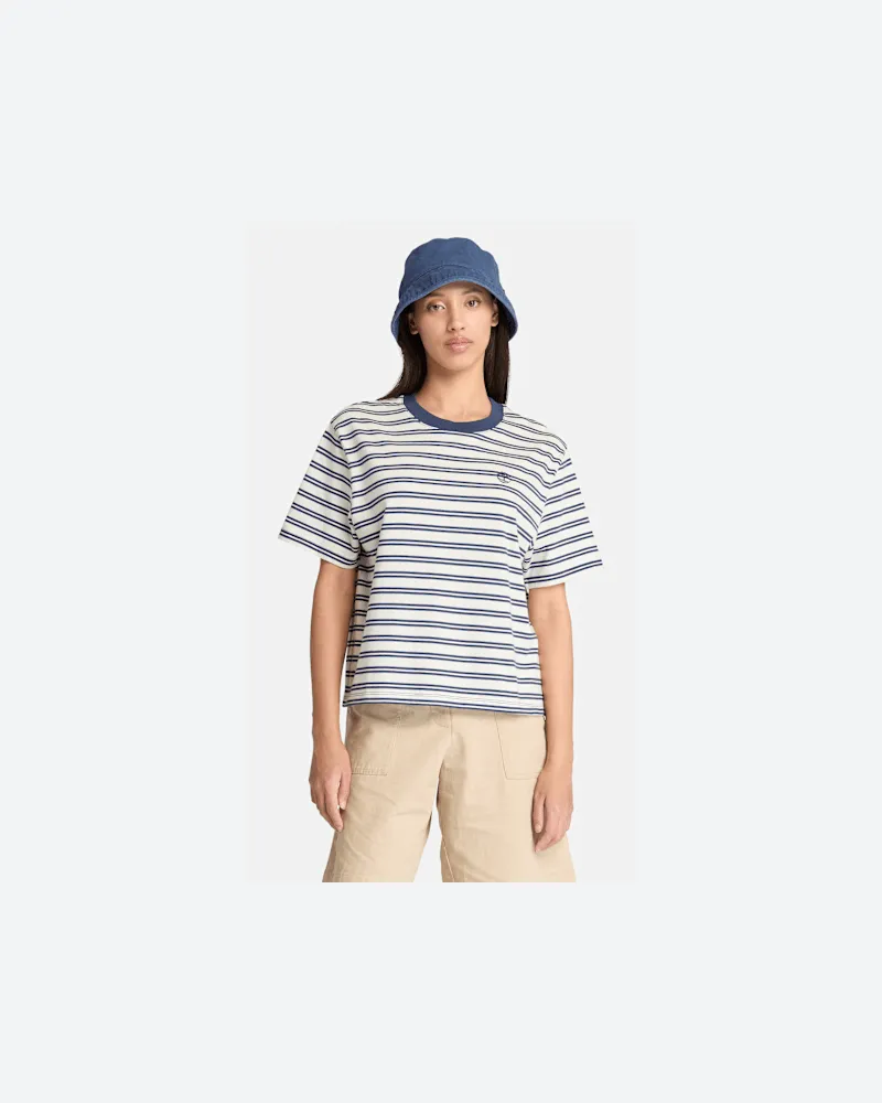 Timberland Gestreiftes Dunstan Kurzarm-T-Shirt für Damen in Dunkelblau, Damen, Blau, Größe Blau