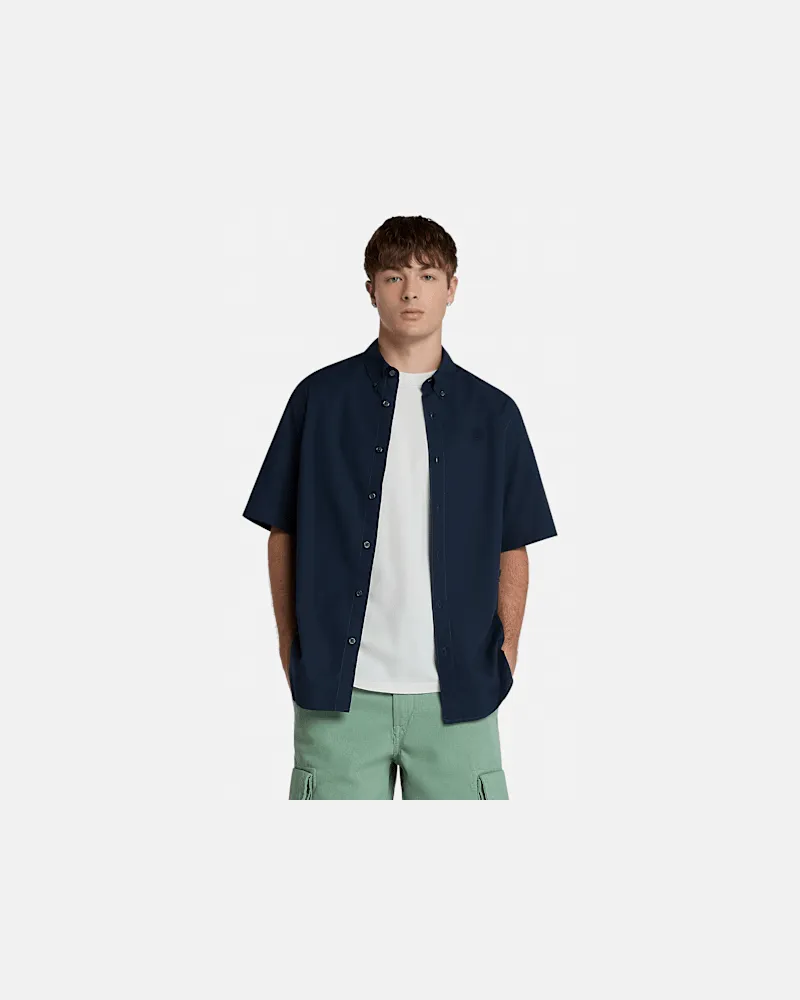 Timberland Kurzarmhemd aus Stretch-Popeline für Herren in Blau, Herren, Blau, Größe Blau