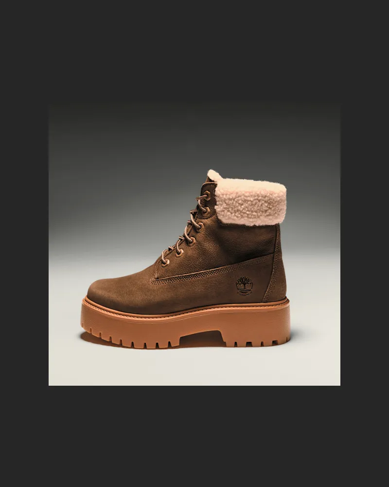Timberland Wasserdichter Stone Street Boot mit Plateausohle und warmem Futter für Damen in Dunkelbraun, Damen, Braun, Größe Braun
