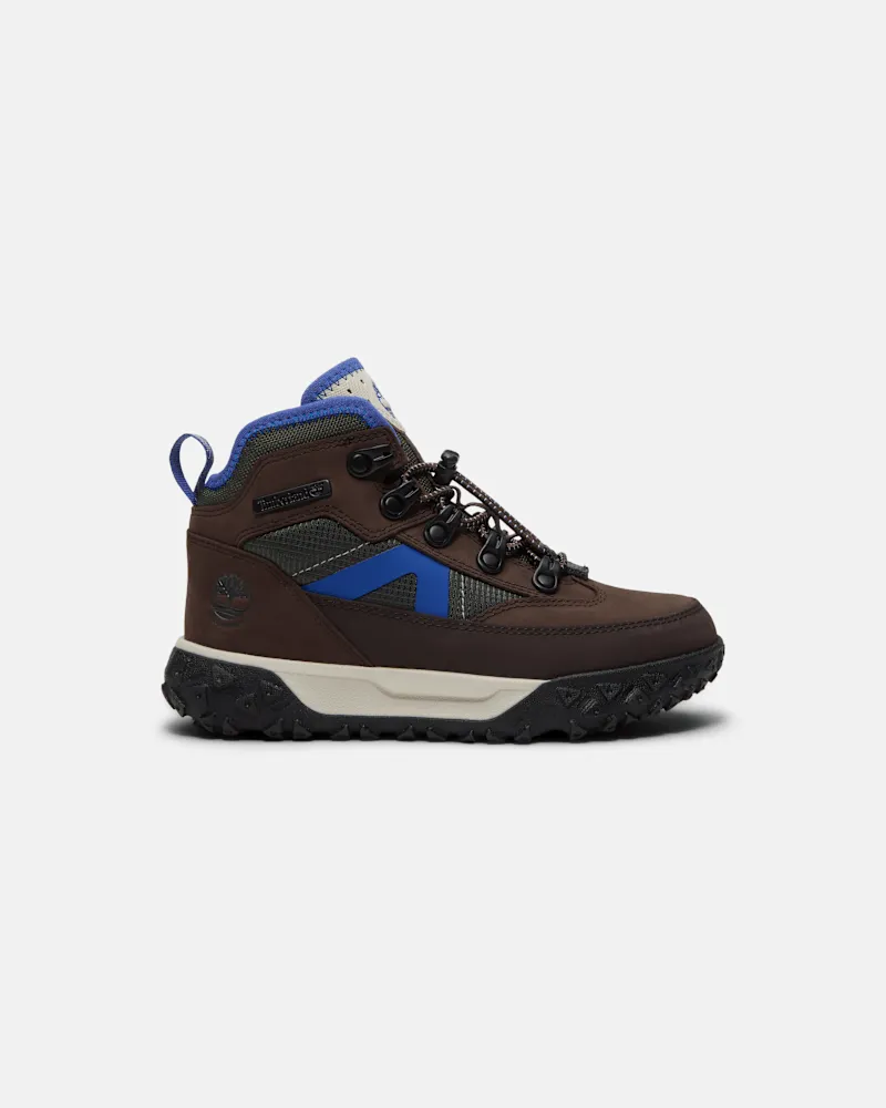 Timberland Halbhoher wasserfester GreenStride Motion 6 Bungee Sneaker für Jugendliche in Dunkelbraun/Dunkelgrün, Braun, Größe Braun