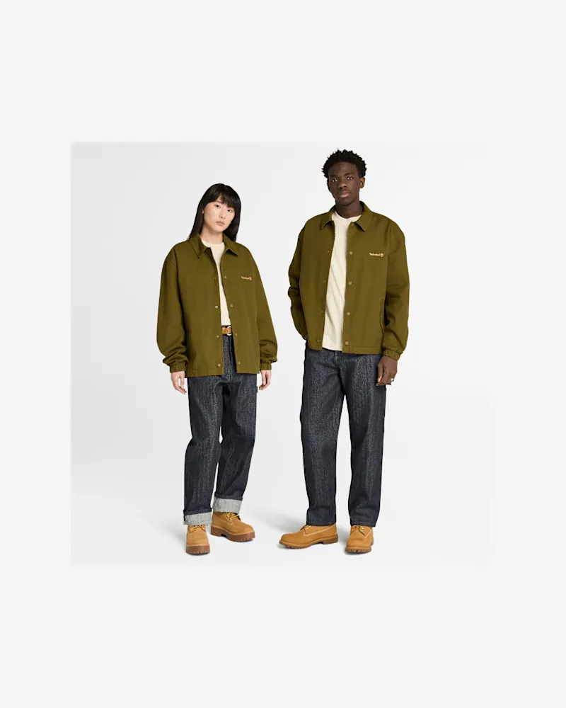 Timberland Isolierte Unisex-Jacke aus gewaschenem Enten-Canvas in Dunkelgrün, Grün, Größe Grün