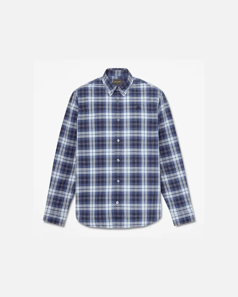 Timberland Kariertes Popeline-Hemd in regulärer Passform für Herren in Dunkelblau, Herren, Blau, Größe Blau