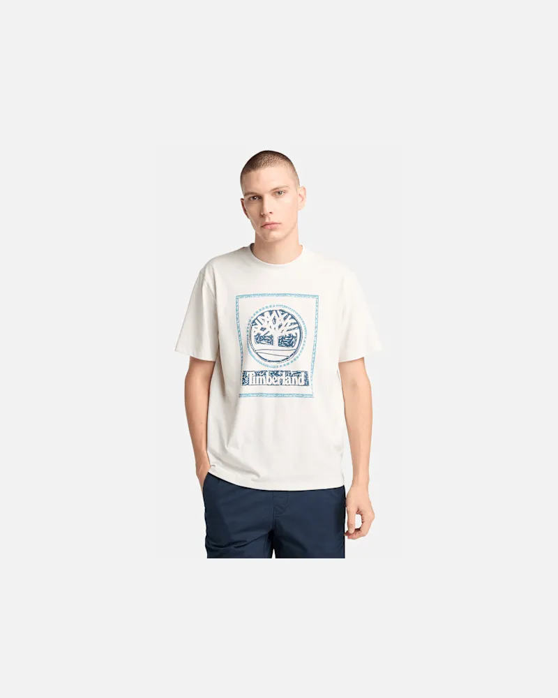Timberland T-Shirt mit mehrschichtiger Jahreszeiten-Grafik für Herren in Weiß, Herren, Weiß, Größe Weiß