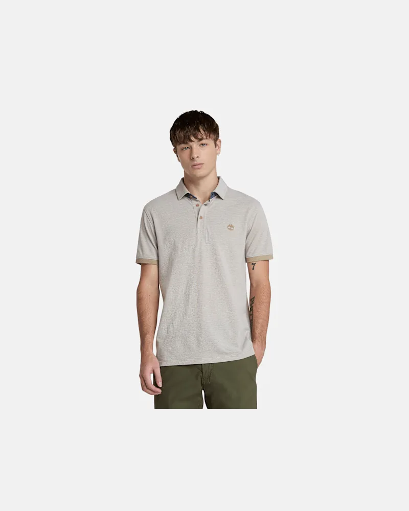 Timberland Kurzärmeliges Baboosic Brook Oxford-Polohemd für Herren in Beige, Herren, Beige, Größe Beige